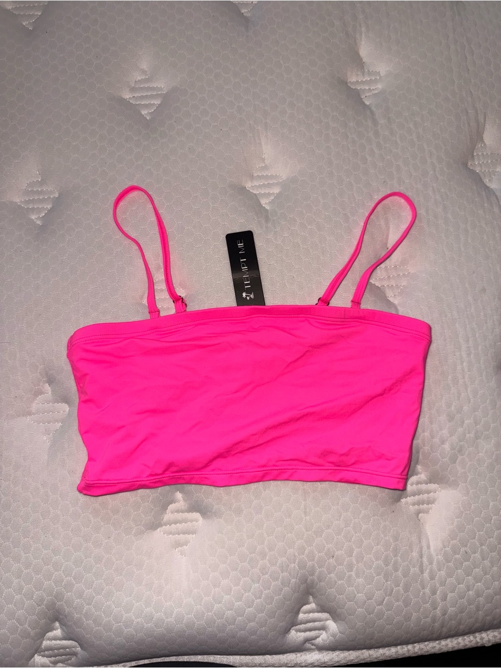 43. Neon Pink Bandeau bikini Bralette with Adjustable Straps